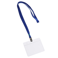 Бейдж горизонтальный 95 х 58 мм, ErichKrause прозрачный корпус, текстильная лента, цвет микс