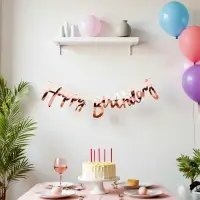 Гирлянда "Happy Birthday" надпись, розовое золото