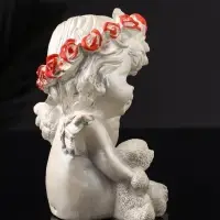 Фигура "Ангел с мишкой большой", 13х8х7 см, перламутр