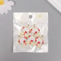 Декор для творчества металл, эмаль "Зайчик с конвертом с сердечками" 2,8х2,2 см