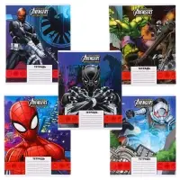 Тетрадь в клетку 24 листа, 5 видов МИКС, обложка мелованная бумага, &laquo;Человек-паук&raquo;