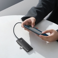 Адаптер-разветвитель (HUB) Baseus, Type-C - 4хUSB 3.0, 0.25 см, чёрный Адаптер-разветвитель (HUB) Baseus, Type-C - 4хUSB 3.0, 0.25 см, чёрный