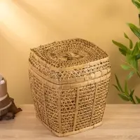 Корзина плетёная "Баскет" бамбук 27х27х37 см, светлая