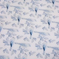 Поднос круглый с бортиками "Синие птицы" дерево манго 35х35х6,5 см