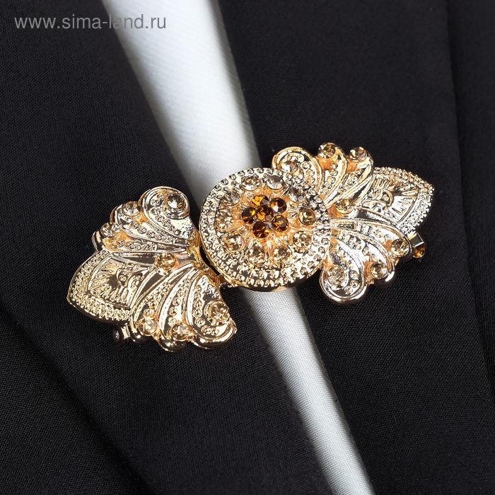Зажим для кардигана «Восток», цвет коричневый в золоте Зажим для кардигана «Восток», цвет коричневый в золоте