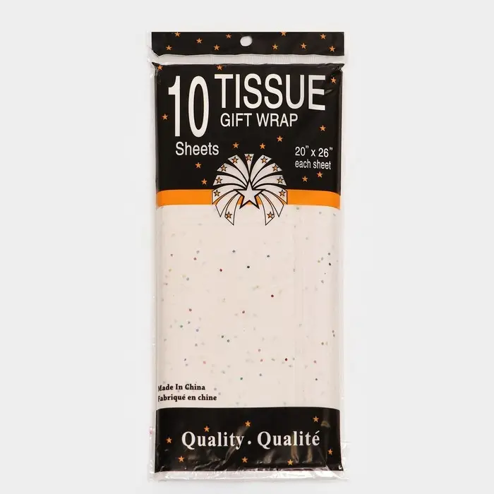 Бумага упаковочная тишью, &laquo;Конфетти&raquo;, белая, 50&times;66 см