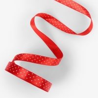 Лента атласная &laquo;Сердечки&raquo;, 15 мм, 23&plusmn;1 м, красная №026