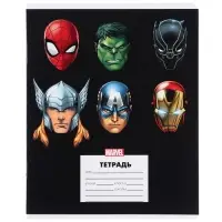 Тетрадь в линейку 24 листа, 5 видов МИКС, частичный уф-лак, обложка мелованный картон, &laquo;Мстители&raquo;