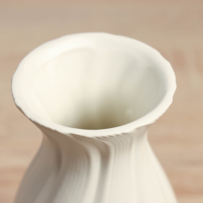 Керамическая ваза для цветов, сухоцветов «Джаспер», настольная, d отв.- 6 см, 19×9 см, белый Керамическая ваза для цветов, сухоцветов «Джаспер», настольная, d отв.- 6 см, 19×9 см, белый