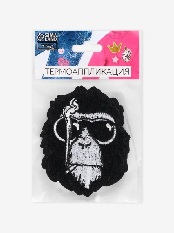Термоаппликация &laquo;Обезьяна в очках&raquo;, 9&times;7 см, чёрная
