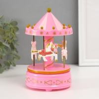Сувенир музыкальный механический "Карусель 4 лошадки" розовая 9,6х9,6х15,5 см