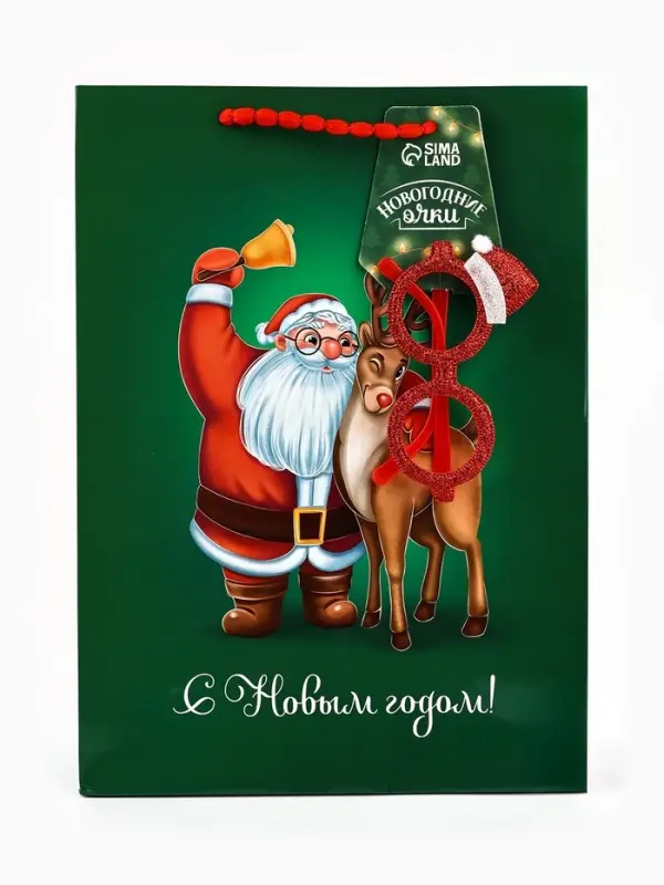 Пакет подарочный &laquo;Новогодний&raquo;, с очками, 31 &times; 11 &times; 40 см