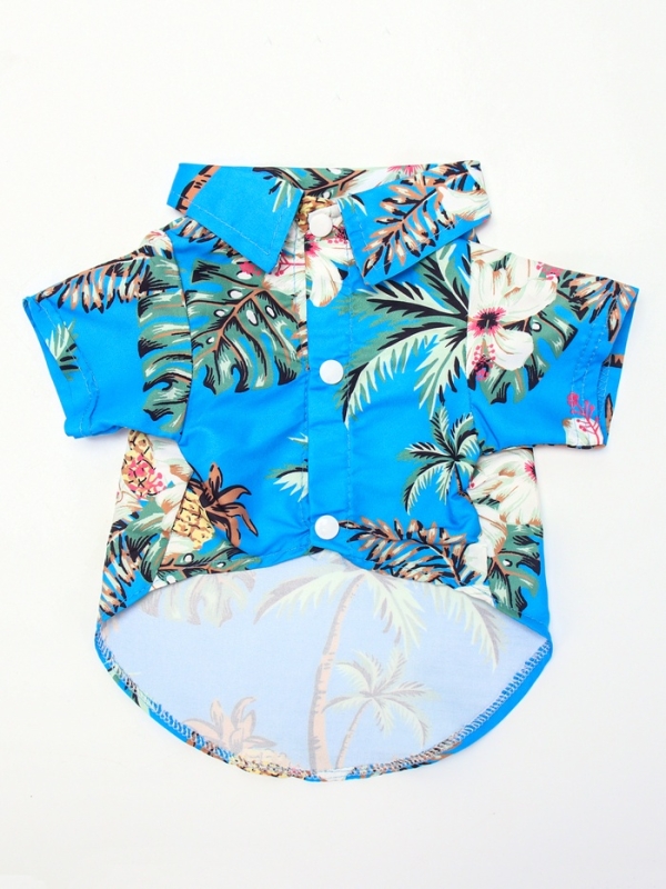 Рубашка для собак "Тропики", L (ДС 28, ОГ 36, ОШ 26 см),голубая