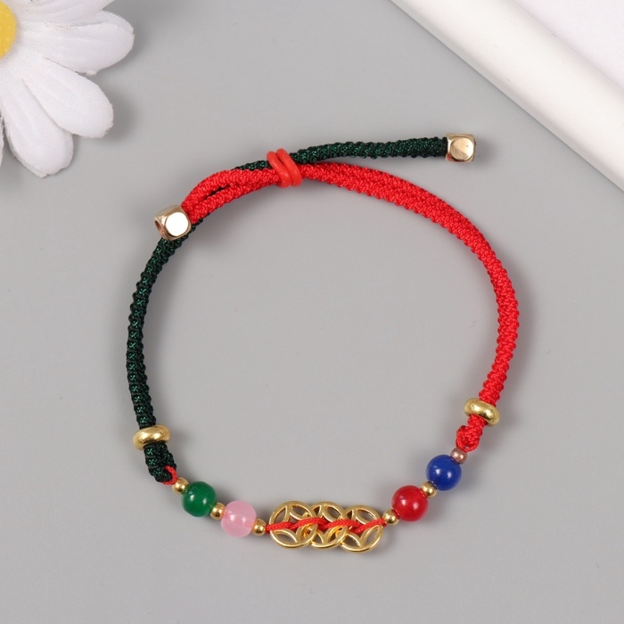 Браслет фен-шуй Браслет фен-шуй "Три золотых монетки" регулируемая длина набор 5 шт