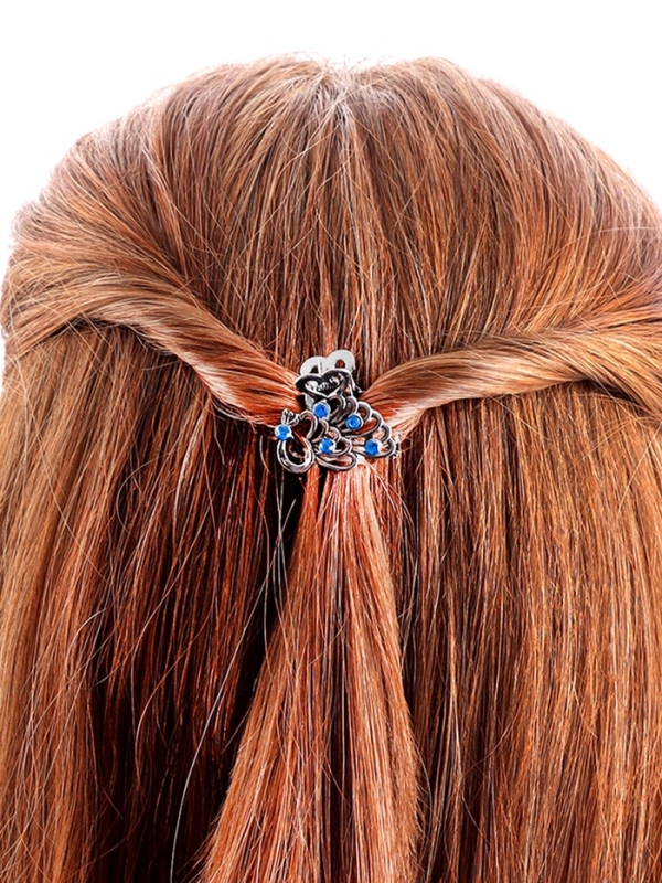 Крабик для волос &laquo;Синий туман&raquo;, павлин, 2.5 см, серебро