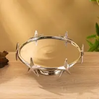 Тортовница со стеклянной крышкой "Звёзды" алюминий 21х21х23 см