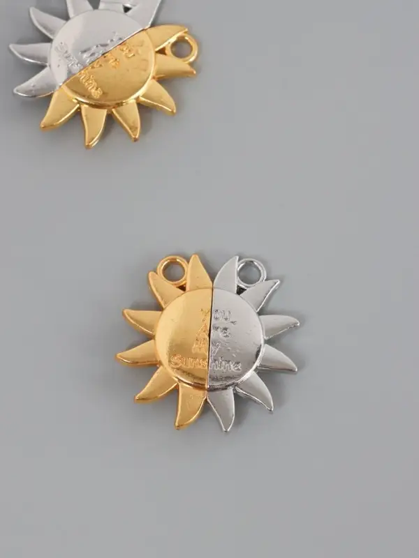 Замок магнитный металл "Солнце" набор 2 шт золото-серебряный 2,7х2,6 см