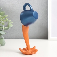 Сувенир полистоун "Синяя чашка жидкое золото - брызги" 15х5,5х8 см