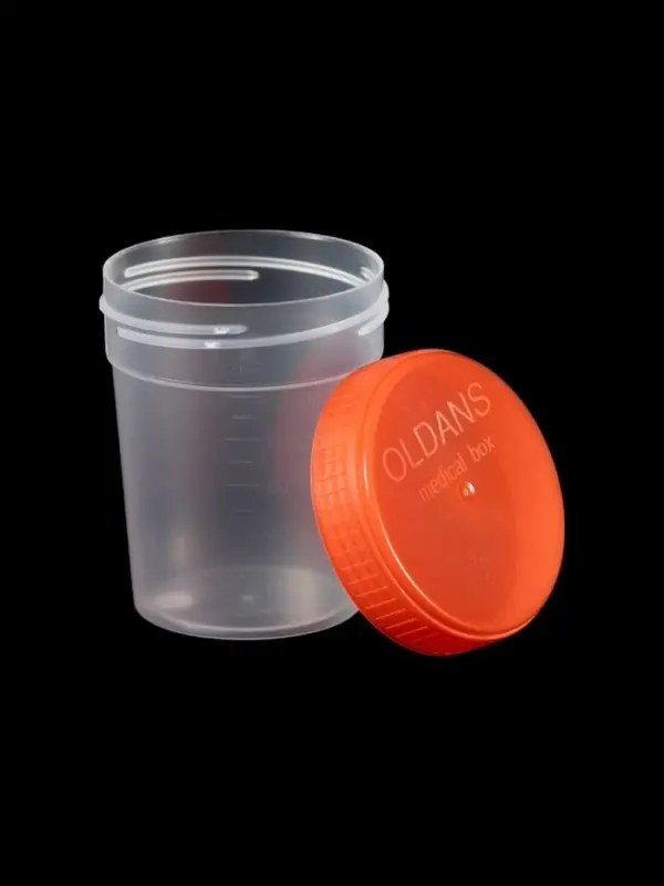Контейнер для биоматериалов 120 мл, завинчивающаяся крышка, матовое окно, индивидуальная упаковка