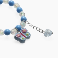 Браслет детский "Выбражулька" сердце н а цепочке и бабочка, цвет голубой