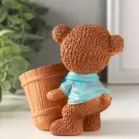 Подставка для мелочей &laquo;Медведь с горшком&raquo; 9&times;10&times;6 см, мультиколор, гипс