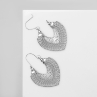 Серьги металл &laquo;Восток&raquo; сердце, цвет серебро