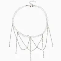 Колье "Дуга" водопад, цвет белый в серебре