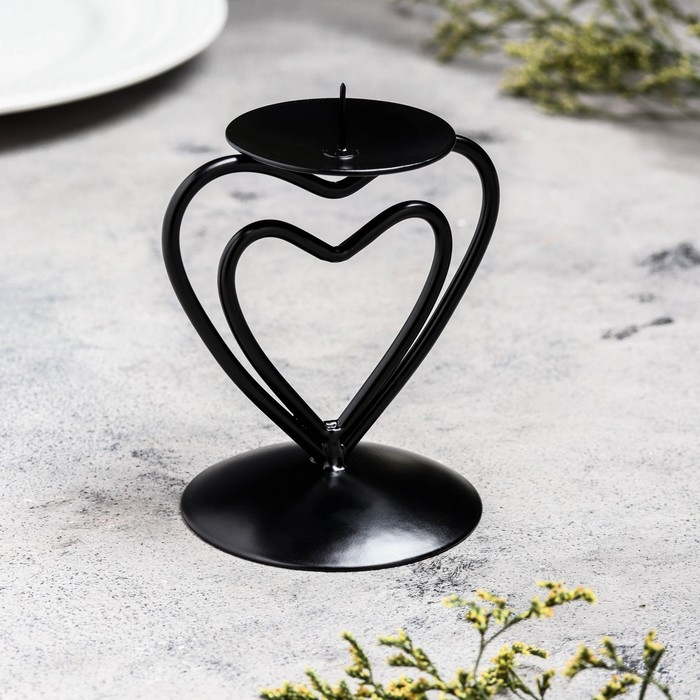Подсвечник "Гламур" металл на 1 свечу, 9х10,2 см, чёрный
