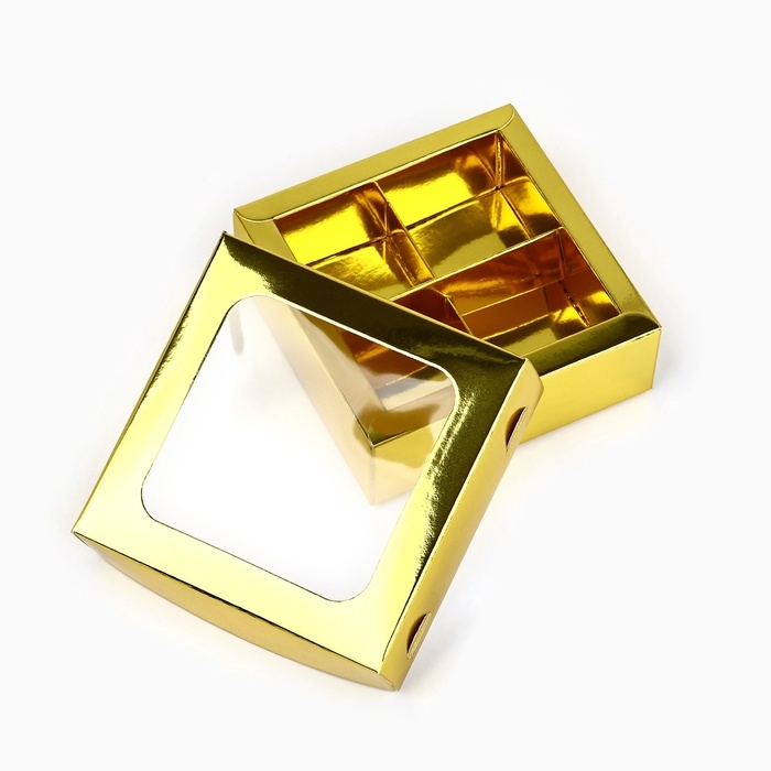 Коробка для конфет &laquo;Золотистая&raquo;, 10.5 х 10.5 х 3.5 см
