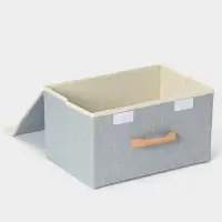 Короб стеллажный для хранения с крышкой LaDо́m &laquo;Франческа&raquo;, 33&times;24&times;18 см, серо-голубой