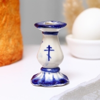 Подсвечник гжель &laquo;Церковный&raquo; бело-синий, керамика,