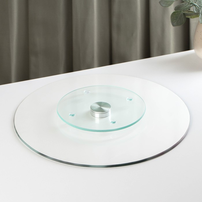 Подставка стеклянная для торта вращающаяся Доляна «Тропики», d=32 см ㅤ Подставка стеклянная для торта вращающаяся Доляна «Тропики», d=32 см ㅤ