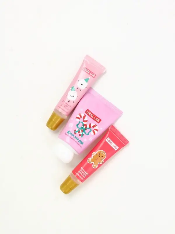 Новогодний подарочный набор косметики: крем для рук, бальзам для губ, пилочка для ногтей, URAL LAB