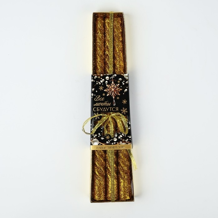 Новогодние свечи витые &laquo;Новый год: Мечты сбудутся&raquo; 3 шт