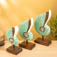 Набор сувенирный "Раковины" дерево (h - 35.30 и 25 см), цв. бирюзовый