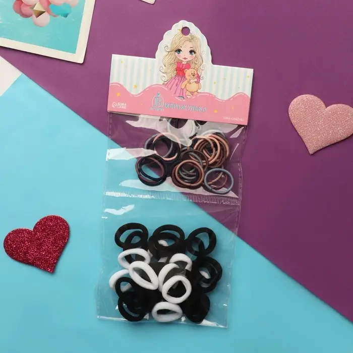 Резинки для волос &laquo;Феечка&raquo;, набор 60 шт.&plusmn;2, полоски классика, 2 см