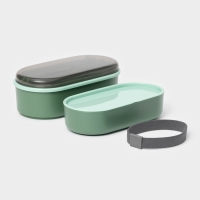 Ланч - бокс двухуровневый с крышкой &laquo;Милитари&raquo;, 17,5&times;9,2&times;6 см, 430 мл, 270 мл, столовые приборы, цвет зелёный