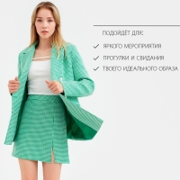 Пиджак женский двубортный MIST р. 48, зелёный/белый