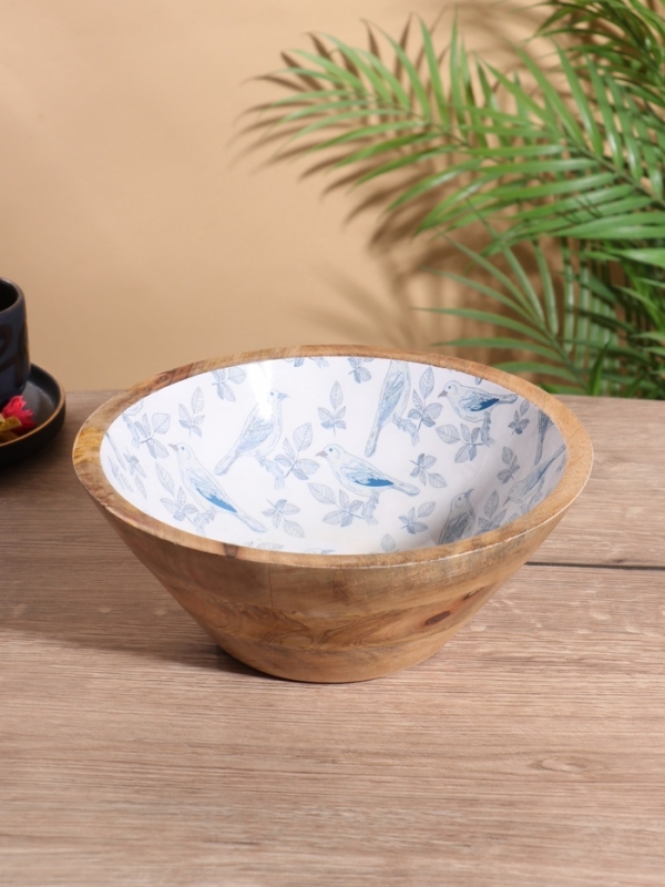 Салатник &laquo;Синие птицы&raquo;, 25&times;25&times;10 см, дерево манго