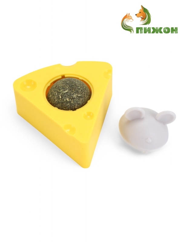 Игрушка для кошек из кошачьей мяты "Сыр" на основании, 5 х 4 см