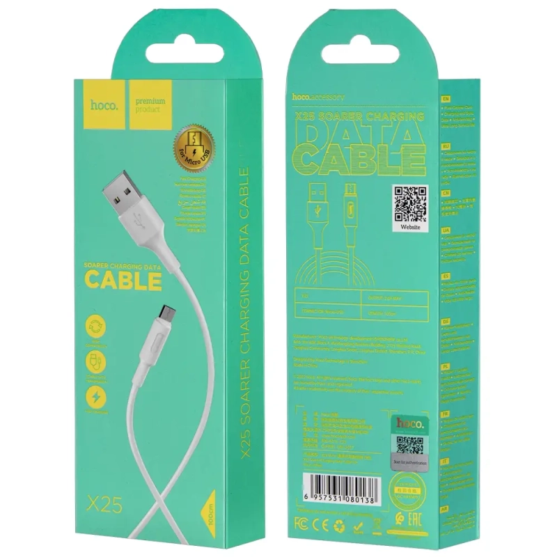 Кабель X25 USB Micro USB 1M HOCO белый