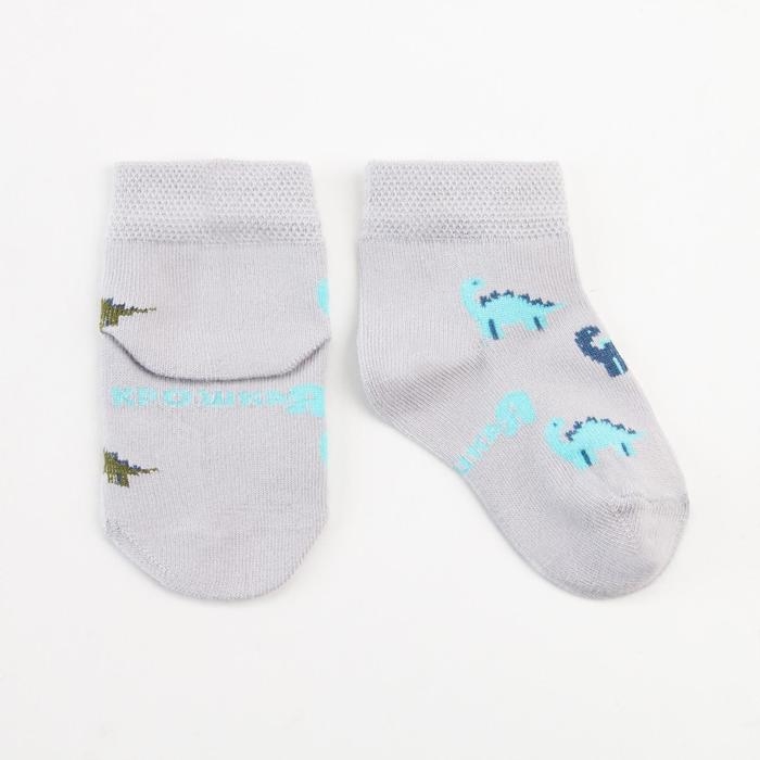 Носки Крошка Я "Динозавры", серый, 10-12 см
