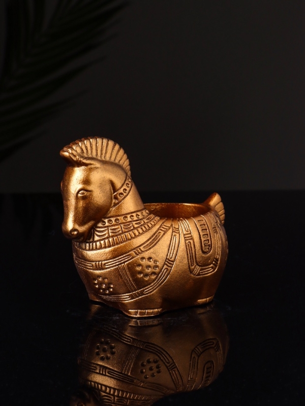 Кашпо "Лошадка с орнаментом" 8х9х6 см, бронза