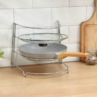 Подставка для хранения сковород Доляна, 24&times;27&times;26 см, цвет хром