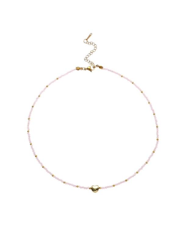 Чокер &laquo;Сердце&raquo; бусина №4, цвет розовый в золоте, 35 см