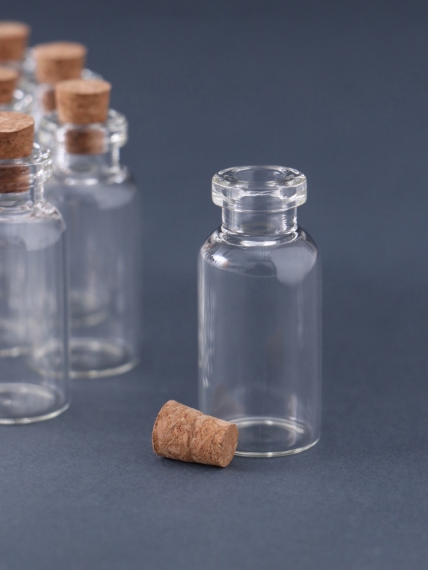 Бутылочка с пробкой, стекло, прозрачная 5 мл набор 12 шт 4х1,8х1,8 см