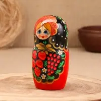 Матрёшка &laquo;Ягодка&raquo;, черный платок, 7-кукольная, 22 см