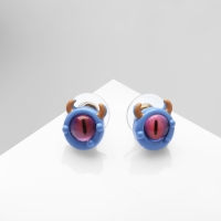 Серьги с эмалью &laquo;Монстрики&raquo; с рожками, цвет розово-голубой