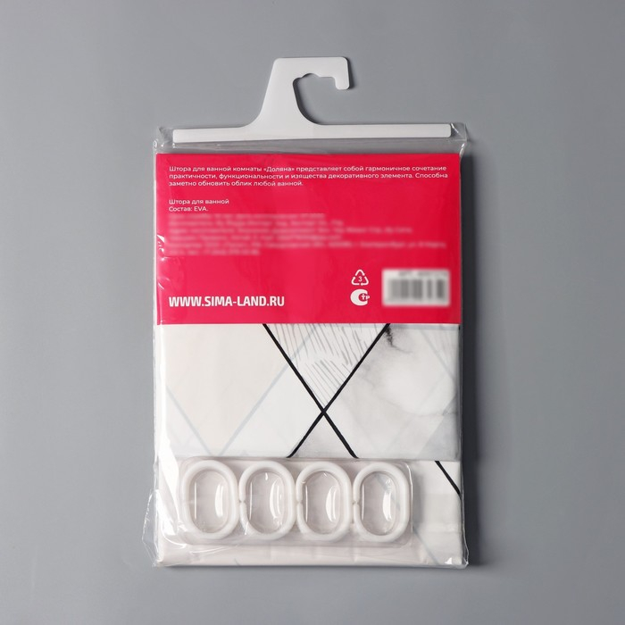 Штора для ванны Доляна &laquo;Геометрия&raquo;, 180&times;180 см, EVA