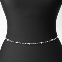 Портупея &laquo;Талия&raquo; жемчужина, цвет белый в серебре, 68 см + 25 см удлинитель